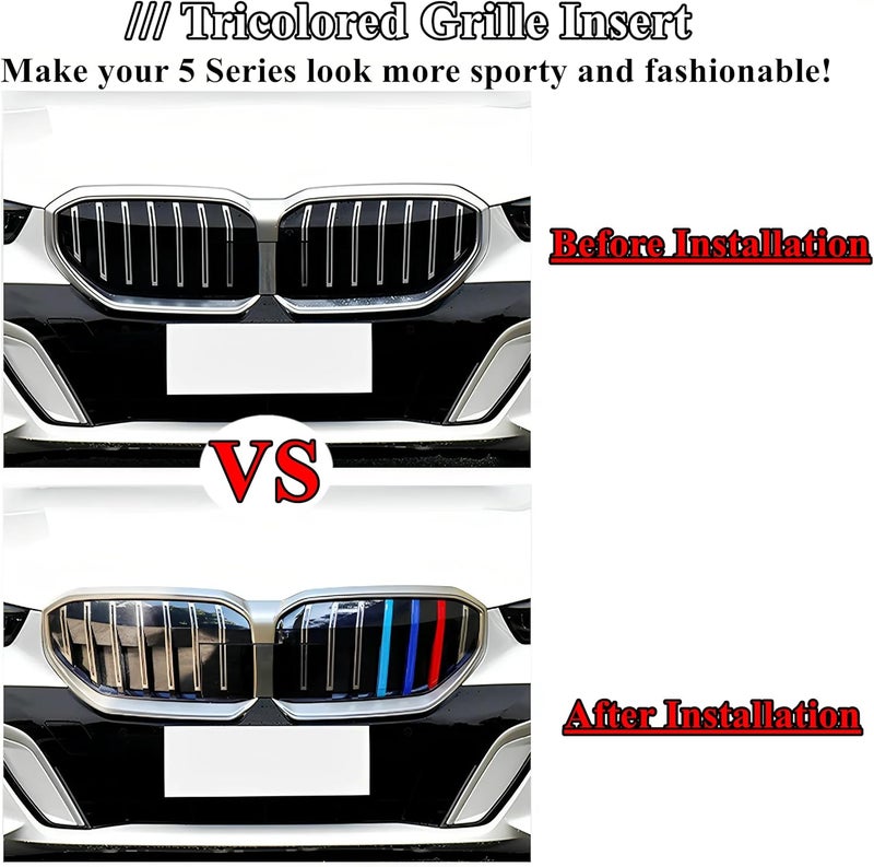 Goodream Tricolored Grille Insert Trims Compatible with BMW 2024-2026 5 Series Sedan 520i 525i 530i 540i 520d i5 G60 G68 Accessories for 7-Beams Front Standard Kidney Grill - Image 4
